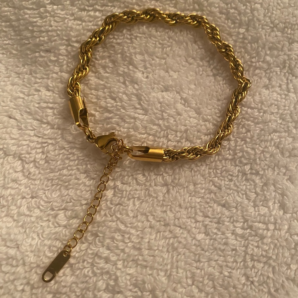 Gold rope chain gold plated 10”
